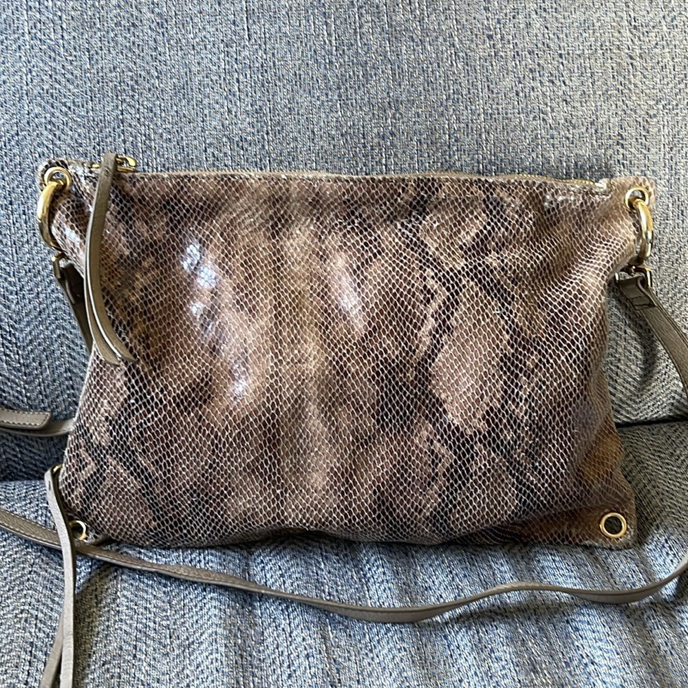 Margot Tan/Snakeskin Leather crossbody bag